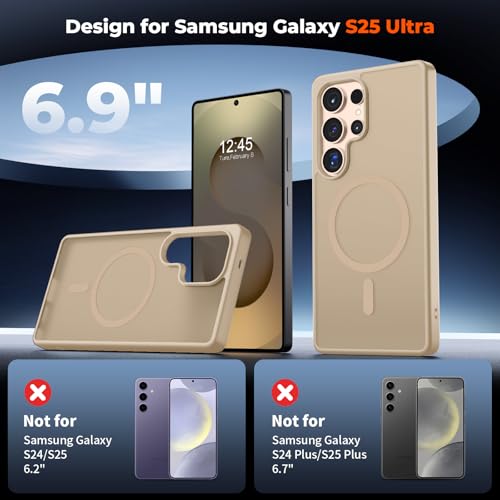 Image of SUPFINE Magnetic for Samsung Galaxy S25 Ultra Case(Compatible with MagSafe) (Military Grade Drop Protection) Slim Translucent Shockproof Phone Case,Pink Gold