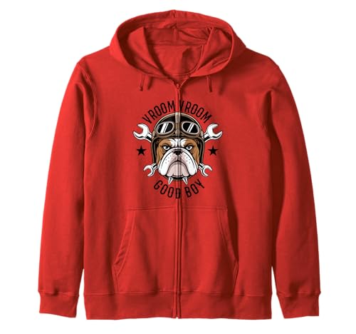 Vroom Vroom Bulldog Mechanic Biker Casque Clé croisée Sweat à Capuche