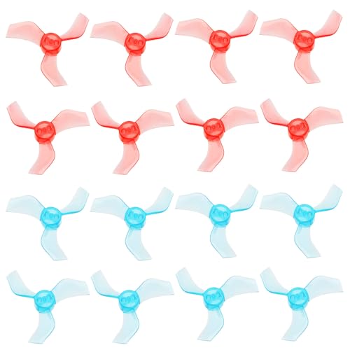 eMagTech 16pcs 40mm 3-Blade Props with 1.0mm Shaft Drone Blades Compatible with Beta75S, Compatible with Beta75 Pro, Compatible with Beta75 Pro 2 Models, Blue/Red