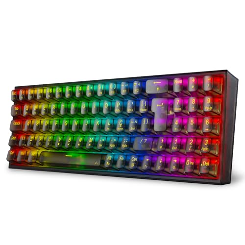 TECLADO MECANICO GAMER POLLUX PRO RGB CLEAR PRETO
