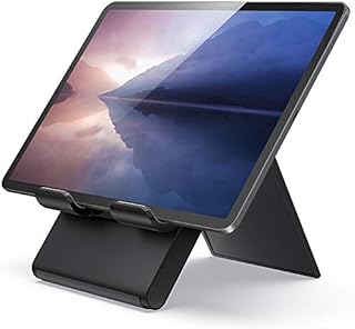Lamicall Tablet Stand, Adjustable Tablet Holder - Foldable Desktop Stand Dock Compatible with New iPad 2022 Pro 9.7, 10.5, 11, 12.9, iPad Air mini 2 3 4 5 6, Switch, Samsung Tab, other Tablets -Black