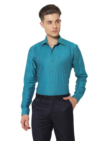 smockers Men Slim Fit Solid Cut Away Collar Formal Shirt | Blue Formal Shirt | Office Wear Shirt