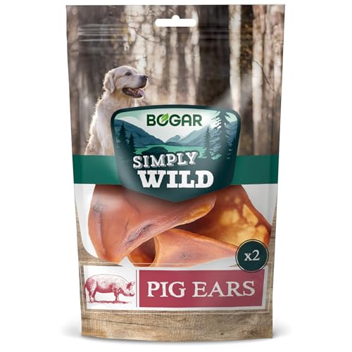 Bogar - Simply Wild - Snack per cani - Cibo per cani - Masticativi a forma di orecchie di maiale - Ideali anche come premietti per il tuo cane
