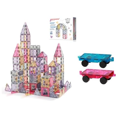 NEOFORMERS 40 PCS +2 CAR Set,Magnetic Building Blocks Set for Kids, STEM Educational Preschool Magnet Toys for Toddlers Cover