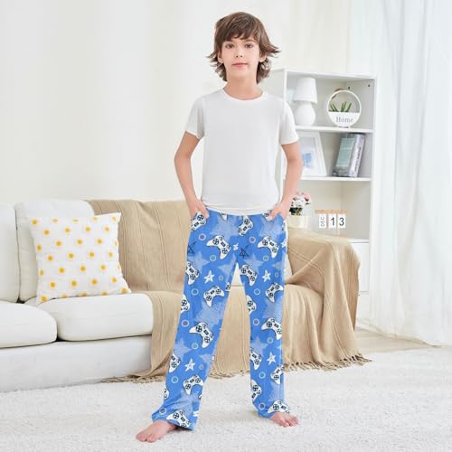 CaTaKu Boys Gamepads Stars Pants for Boys Girls Wide Leg Sweatpants Kids Long Bottoms with Pockets Size 6-14Y4