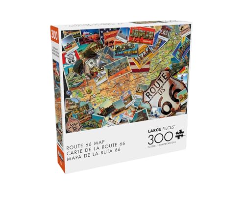 Buffalo Games Route 66 Map 300 Piece Jigsaw Puzzle - 21.25 x 15 in - Recycled Board & Snap-Fit Design - Relaxing Focus & Adult Puzzle - Poster Included by Buffalo Games - Used condition - US$8.68