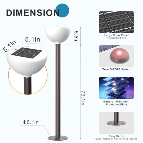 Image of Solar Lamp Post Light Outdoor, 3000K Warm White LED Solar Post Lantern, IP65 Waterproof Solar Powered Garden Light, Auto On /Off Dusk to Dawn for Yard, Patio, Driveway, Pathway, Lawn（1 Pack）