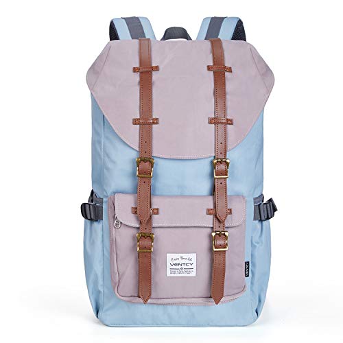 VENTCY Mochila Casual Mujer Mochilas Escolares Juveniles para Viaje Portatil y Laptop de 15.8 Pulgadas (Azul y Gris)