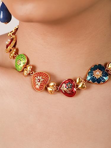 OJERRY Costume Byzantine Medieval Renaissance Bold Chunky Statement Heart Pendant Choker Necklace Cool Jewelry Necklaces Coolest Gifts for Women Chunky Trendy In Their 30s4