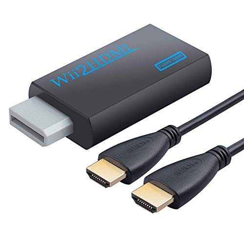 ZHIYUEN Wii to HDMI Converter Output Video Audio Adapter, with 3.5mm Audio Video Output Supports All Wii Display Modes, Best Compatibility and Stability for Nintendo Black with 1M HDMI Cable
