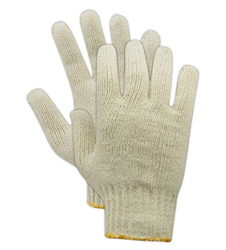 Magid T193 Knitmaster Standard Weight Machine Knit Gloves, Cotton Poly Blend, Men's (Fits Large), Natural (12 Pairs) #TOP6