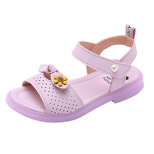 Children Shoes Fashion Flower Thick Sole Sandals Soft Sole Comfortable Princess Sandals Simple (Purple, 8-9 Years Little Child)
