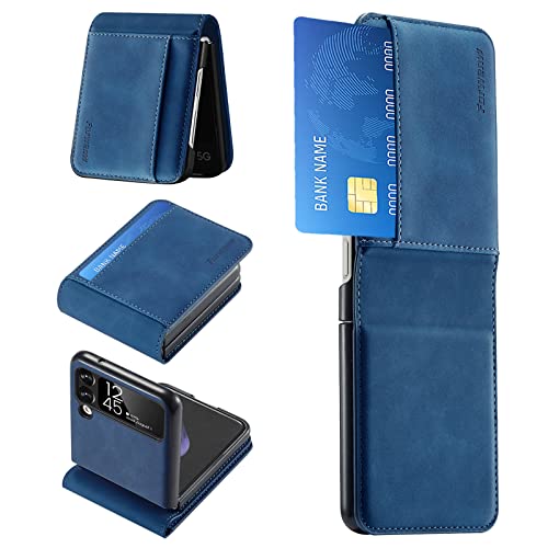 Coque Samsung Galaxy Z Flip 3 étui portefeuille bleu antichoc