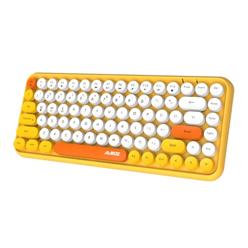 Clavier Bluetooth jaune sans fil PC touches rondes ergonomique 2.4GHz