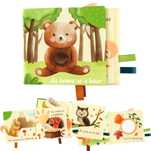 Regalo ideale per il baby shower: la dimensione è 16 x 16 cm e progettata con piccole cinghie, adatte per il bambino da afferrare e per la famiglia da trasportare. Questo morbido libro per bambini è ottimo come regalo per il baby shower, per l'educazione della prima infanzia e come giocattolo da viaggio per neonati da 0 a 12 mesi.