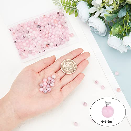 OLYCRAFT 189Pcs 6~6.5mm Natural Cherry Blossom Jasper Bead Dyed Round Loose Beads Natural Stone Bead Charm Round Shaped Findings for Bracelet Necklace Jewelry Making - Image 2