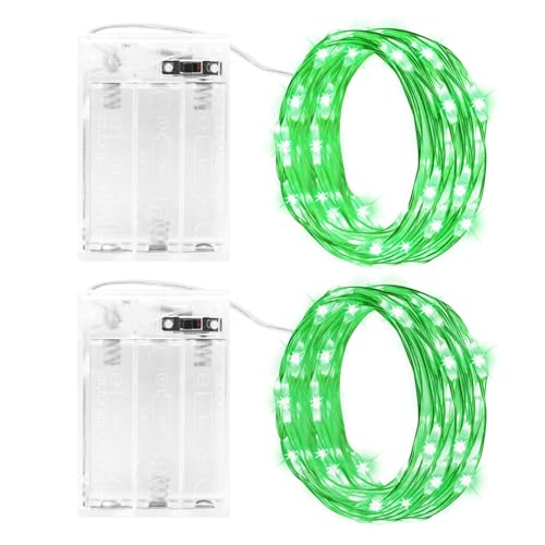 cshare Guirlande lumineuse LED batterie, 2x 3M 30LED fil de cuivre batterie avec minuterie étanche Fairy Lights pour chambre jardin pichets Noël Intérieur...
