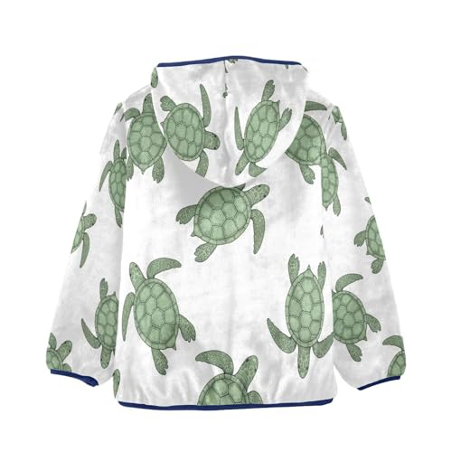 Sea Turtle Pattern Prints Toddler Fleece Jacket Girl Boys Hooded Fleece Jacket Coat Warm Outwear Zip-up 3-10T2
