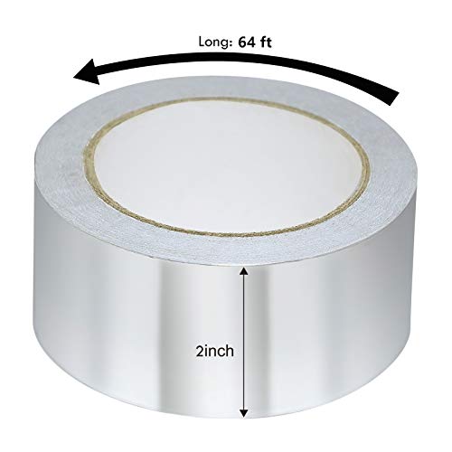 Image of MISSYOUNG Silver Aluminum Tape Aluminum Foil Air Duct Tape 2 Inch x 64 Feet (3.9 Mil) for Sealing & Patching Hot and Cold HVAC, Pipe, Duct, Metal Repair Tape Car Sound Deadening