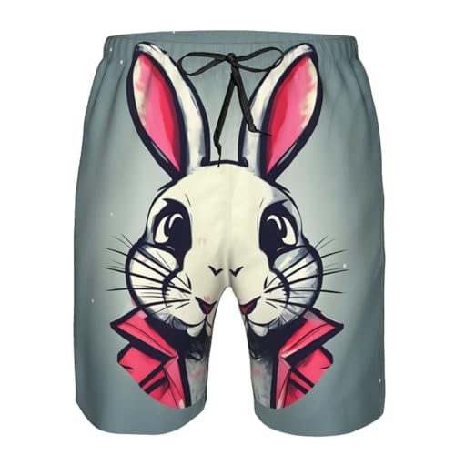 Bunny Rabbit Print Mens Casual Shorts Drawstring Summer Beach Stretch Shorts Novelty Swimtrunks4