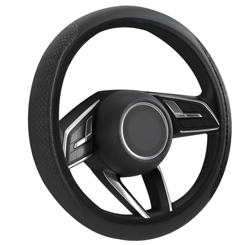 flintronic Couvre Volant de Voiture Universelle, 36–38 cm Housse de Volant en Cuir, Cache Volants de Protection Intégrale, Antidérapant et Respirant,...