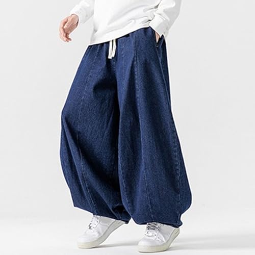 Baggy Jeans for Men Wide Leg Pants Loose Fit Elastic Waist Streetwear Denim Relaxed Fit Trousers3