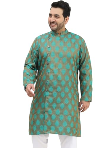 Image of SOJANYA Plus(Since 1958) Men's Pure Cotton Kurta with White Embroidery