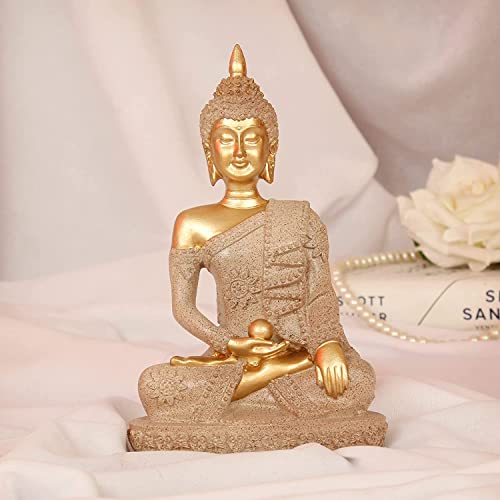 Image of TIED RIBBONS Decorative Buddha Idol Statue Showpiece (Multi, 16.5 cm x 10.1 cm) Decorations Items for Home Decor Living Room Bedroom Office Desk Table Top Wall Gifting