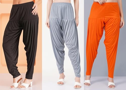 Image of Buy That Trendz Patiyala Pants for Women 3 Combo Patiyala Salwar Harem Viscose Bottoms Pants for Women