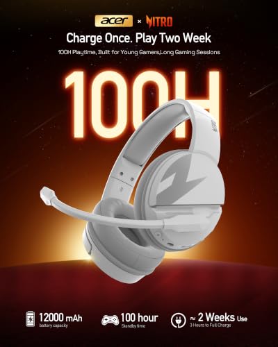 Image of Acer 2.4Ghz Wireless Gaming Headset for Xbox Series X|S & Xbox One,Stable & 15ms Ultra-Low Latency,100Hr Battry, Bluetooth Gaming Headphones with Noise Canceling Mic for PS5,PC,Laptop, Mobile White