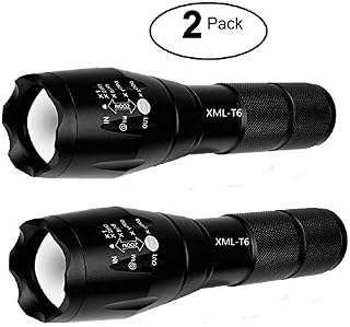2 Pack Tactical Flashlight Torch, Military Grade 5 Modes XML T6 3000 Lumens