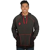 JINX World of Warcraft Men's Horde Classic Premium Zip-up Hoodie (Charcoal Heather/Red, Large)