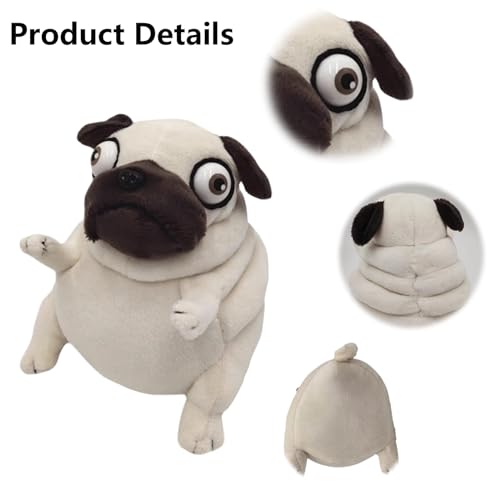PASHMAIRE Pug Dog Stuffed Animal,6 Inch Funny Ugly Cute Pug Dog Plush Toys,Pug Plushies Pillow Gifts for Kids Adults Birthday, Christmas, Easter, Home Decor