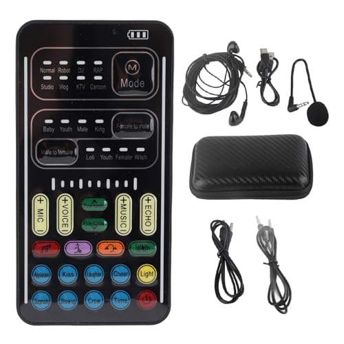 Ensemble de Changeur de Voix I9, Changeur de Voix de Microphone Portable, avec 8 Sons et Effets Sonores Différents, Lumières LED, Plug and Play, pour...