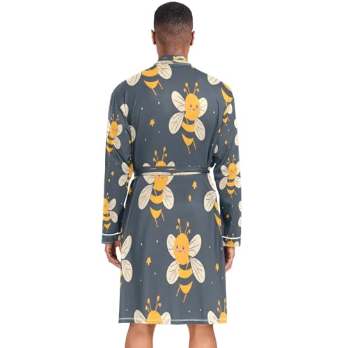 SUABO Men's Robe Lightweight Bathrobe Spa Bathrobe Honey Bee3