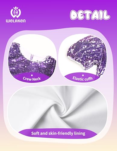 Image of WELAKEN Girls Ombre Sequin Dress Sparkly Fancy Short Puff Sleeves Gradient Party Dress