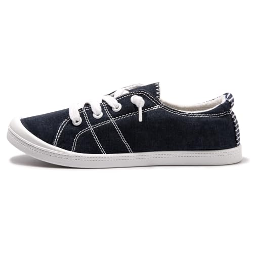 Image of Womens Slip On Shoes, Canvas Low Top Sneakers, Casual Classic Flat Shoes | Comfort Fashion Sneaker with Non Slip Rubber Outsole, Lightweight Tennis Shoes for Walking, Shopping, Picnic, Travel