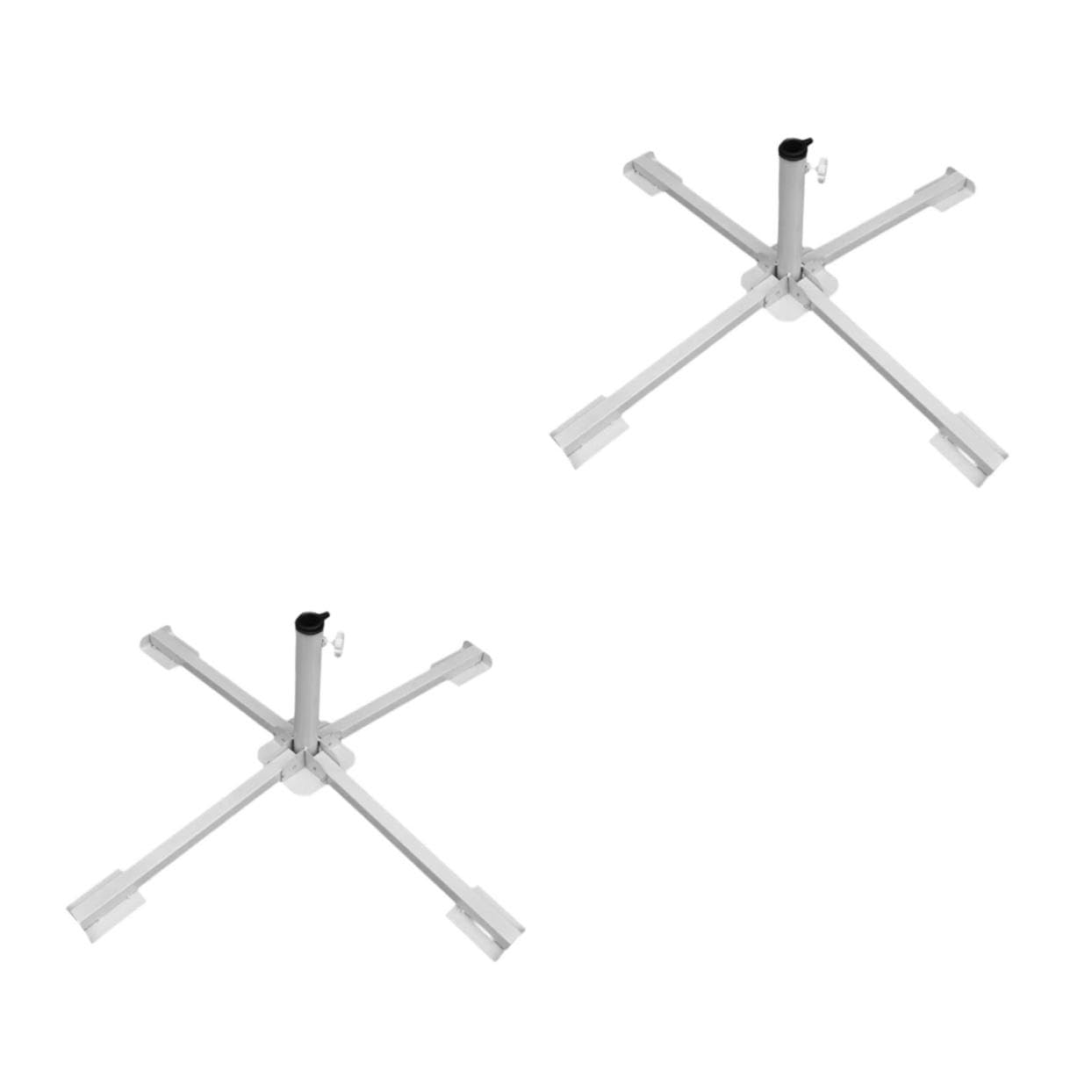 Toyvian 2 Pièces Porte-Parapluie Patio Rester parasols de terrasse Petit Base du Parapluie Pied de Parasol de Jardin Stand de Parasol Support de Parapluie métallique Acier Blanche