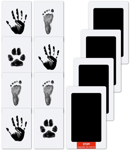 Baby Handabdruck und Fußabdruck Set, 4 pcs Baby Abdruck set, Abdruckset für Neugeborene 0-6 Monate, Babyhaut kommt nicht mit Farbe in Berührung, Pfotenabdruck Set Hund, Pfotenabdruck Set Katze Baby Handabdruck und Fußabdruck Set, 4 pcs Baby Abdruck set, Abdruckset für Neugeborene 0-6 Monate, Babyhaut kommt nicht mit Farbe in Berührung, Pfotenabdruck Set Hund, Pfotenabdruck Set Katze