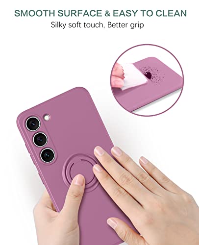 Telaso For Samsung Galaxy S23 Case, Slim Silicone | 360° Ring Holder Kickstand | Support Car Mount | Soft Gel Rubber Hybrid Bumper Samsung Galaxy S23 Phone Case Cover For Girls Women, Lilac Purple #TOP7