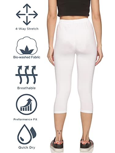 Image of OUTFLITS Women's Knee-Length Cotton Spandex Essential Capri Stretchy Leggings |Small - 2XL Adult |Yoga Leggings, Workout, Gym, Running 3 /4th Leggings for Women(OFLLC)