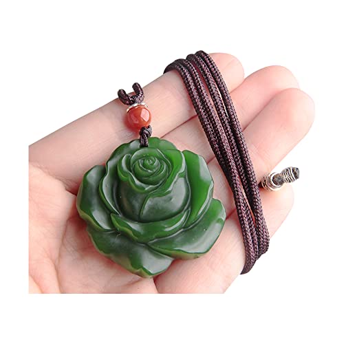 Wixine 1Pcs White Jade Rose Pendant Jadeite Flower Necklace Charm