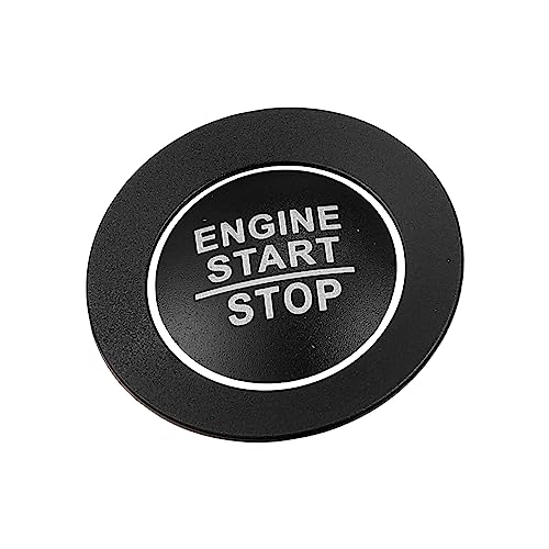 A ABSOPRO Engine Start Stop Button Cover Push Start Button Trim Sticker for Jeep Grand Cherokee 2014-2019 Aluminum Alloy Black (Set of 2)