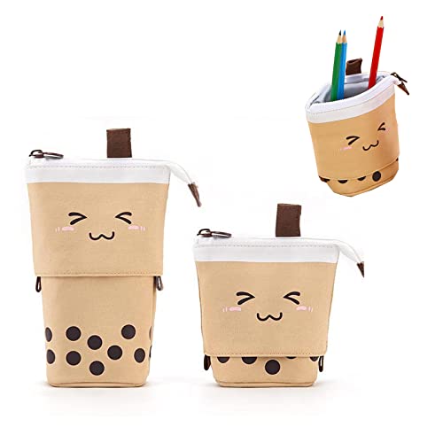 Wohlstand Télescopique en Toile Trousse à Crayons, Trousse Telescopique Kawaii, Trousse Retractable Crayon pour Ranger stylos, Papeterie, gommes, pinceaux de Maquillage Cover