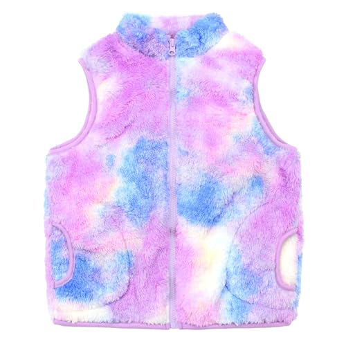 Image of JESKIDS Girls' Boys Sherpa Fleece Vest Outwear Lightweight Solid Color Cute Jacket with Pockets 2-11 Years