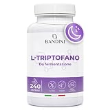 Bandini® L-Triptofano 240 Capsule (Scorta di 8 Mesi), Triptofano 500mg, Integratore per Dormire e Migliorare la Qualità del Sonno, Rilassante, Antistress per Addormentarsi, 100% Vegano