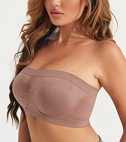 Haci Women's Non Padded Strapless Bra Underwire Bandeau Seamless Multiway Supportive Tube Top(Violet,Small) #TOP3