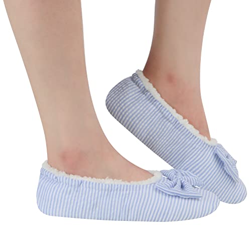 Snoozies Ballerina Slippers for Women with Bow - Cute Slipper Socks for Women Indoor - Non Skid Sole and Soft Sherpa Lining3