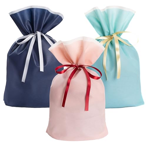 ラッピング プレゼント 袋 ギフトバッグ 【Poco'ce掲載・ふんわり不織布·リボン付き·3サイズ×5色展開】 ラッピング 袋 小 大 特大 ギフト袋 贈り物 人気 おしゃれ 収納 お祝い 記念日 結婚式 母の日 父の日 誕生日 バレンタイン クリスマス