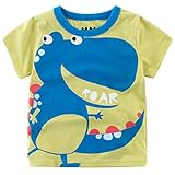 Oyoden Jungen T-Shirt Baumwolle Süß Karikatur Tier Muster Tops für 1-7 Jahre, Grün-b, 3-4 Jahre(Etikett 110)